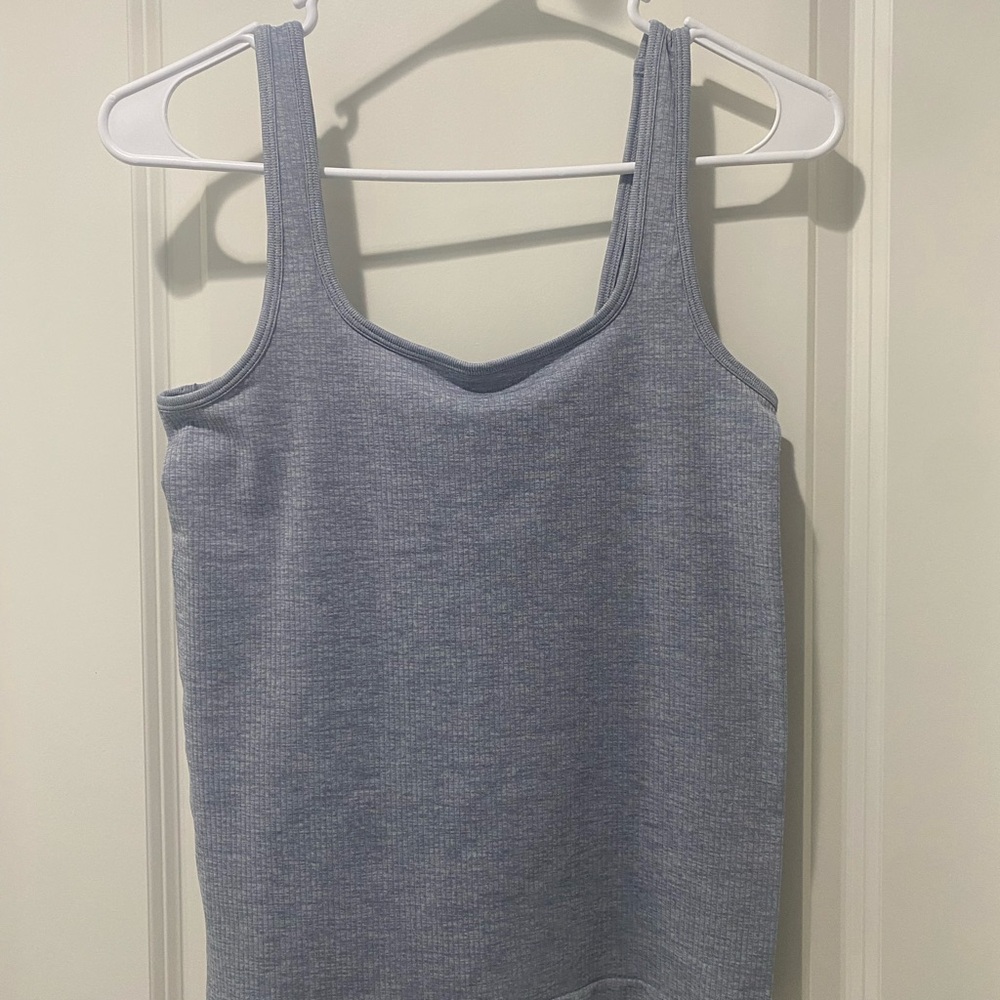 Athleta Gray Renew Fitted Tank Top with Square Neckline